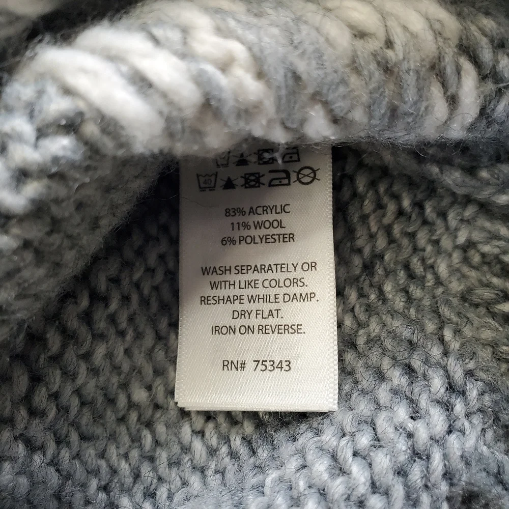 Silverflint grey & white knit crewneck with balloon sleeves, wool blend - Picture 3 of 4